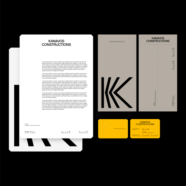 Letterheads, envelopes and business cards for Kanavos Constructions