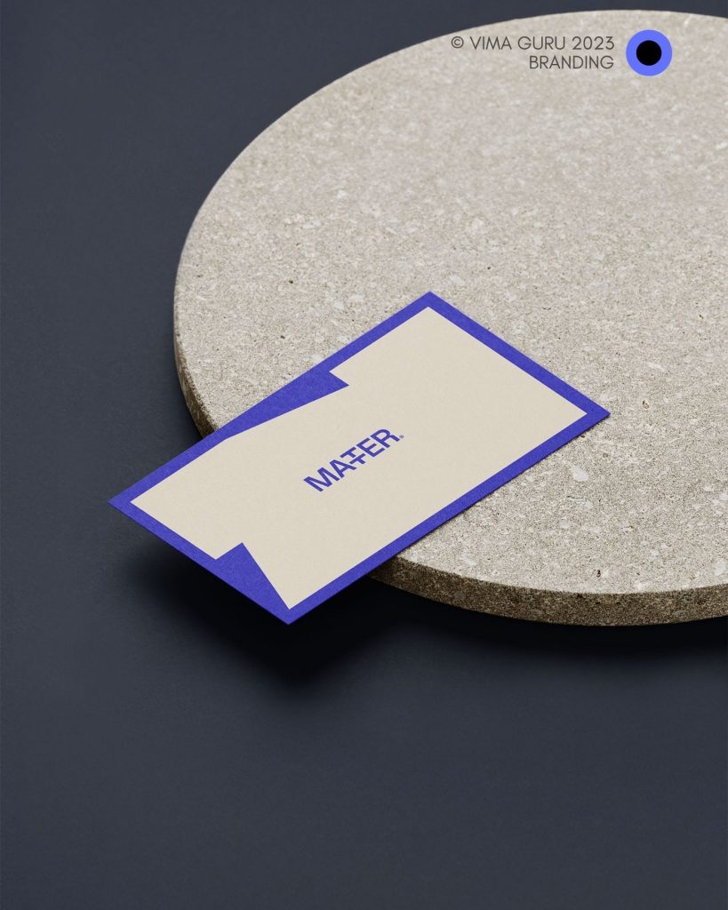 Matter Development business card on a round stone base