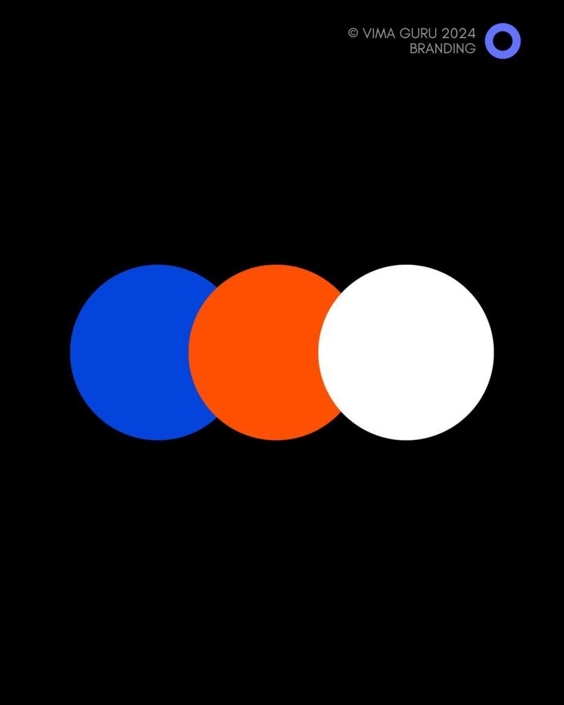 The Aggelou Constructions colour palette in blue, orange and white, by VIMA GURU