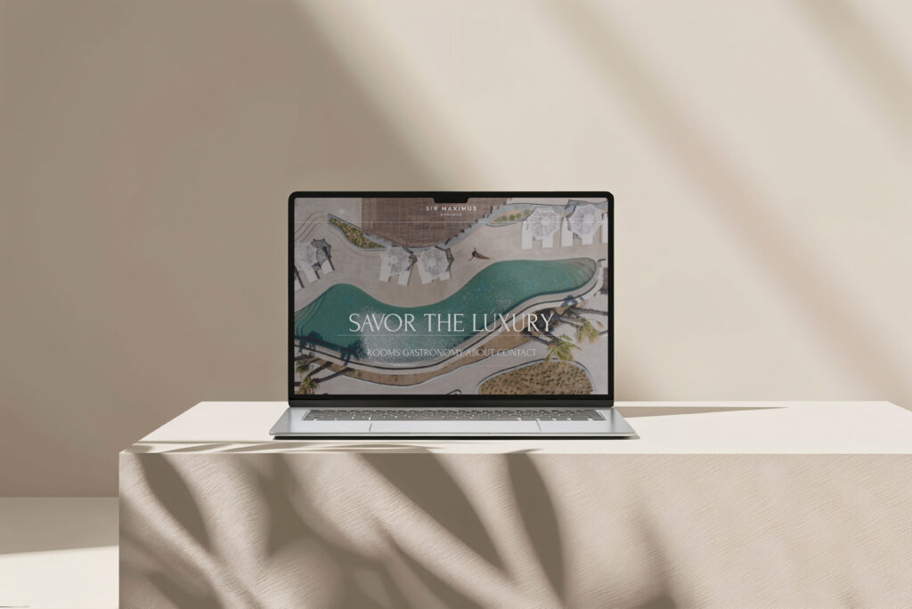 Maximus Mykonos website by VIMA GURU on a laptop