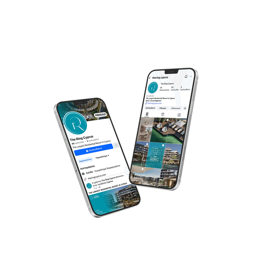 The Ring Cyprus Instagram profile and feed on two phones