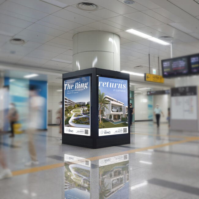The Ring Cyprus presale campaign on a transit display