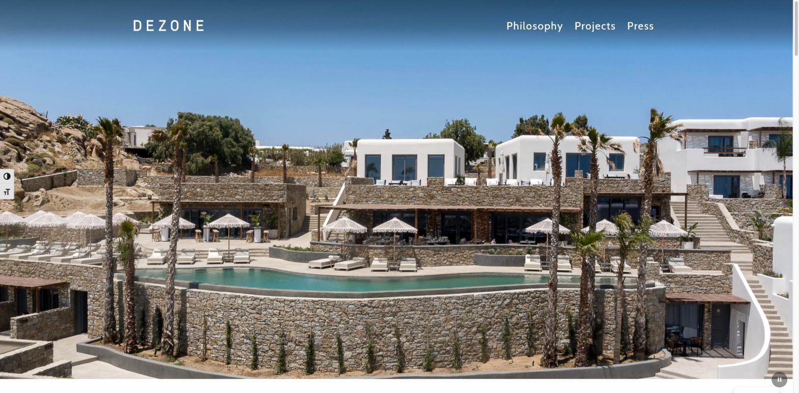 Maximus Mykonos project page on the Dezone Archi+ website