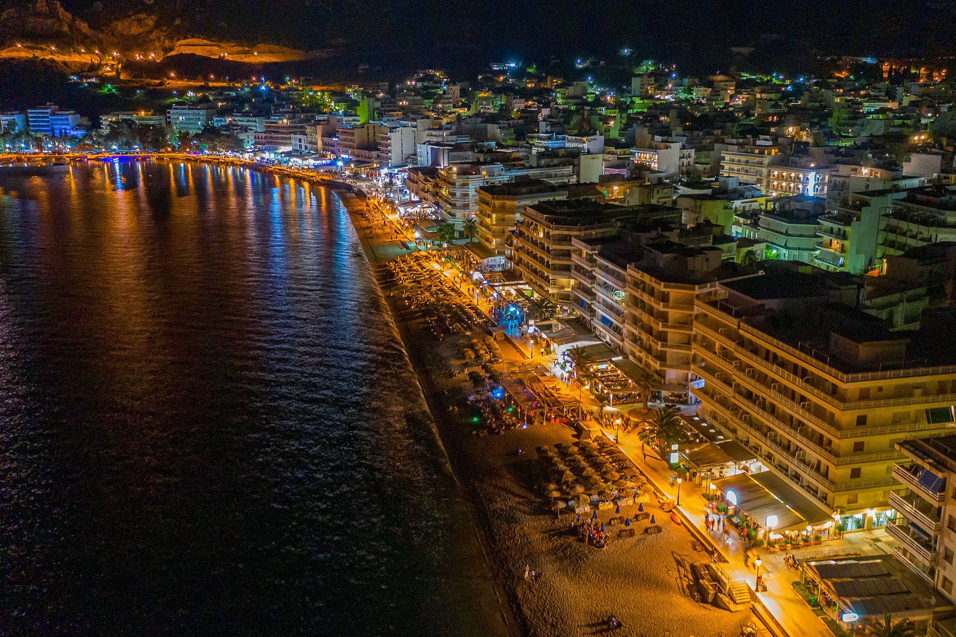 Loutraki seafront at night